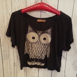 The Classic Brand Black/Silver "Owl" Crop Top!